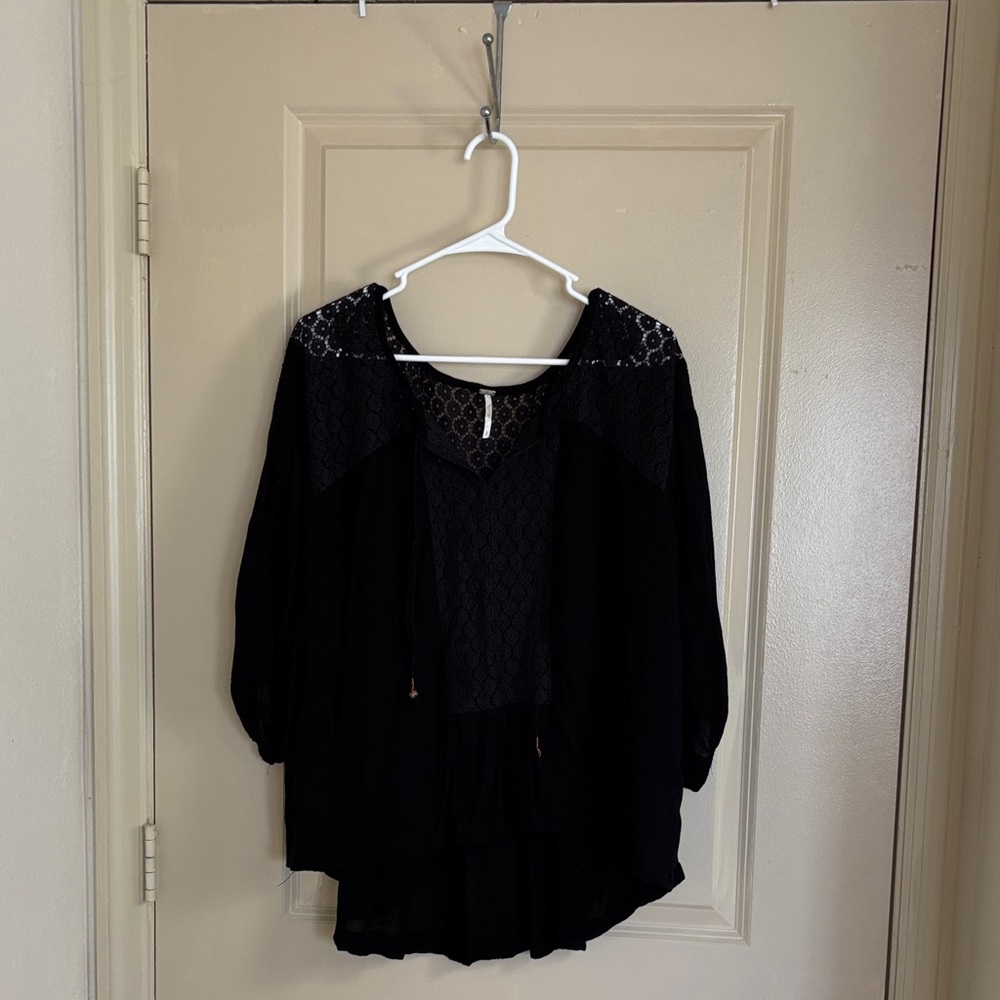Free People Black Lace Blouse